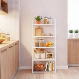 KORVIXA White Freestanding Multi‑Tier Utility Storage Rack - Size: 100 cm x 100 cm - thumbnail 4