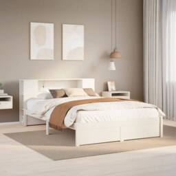 Berkfield Home Decorative Bookcase Bed without Mattress White 140x190cm Solid Wo - Size: 140x190 cm - thumbnail 2