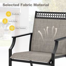 Costway Set of 2 Outdoor Patio Chairs Dining Chair Set Heavy Duty Metal Frame in Brown - thumbnail 6