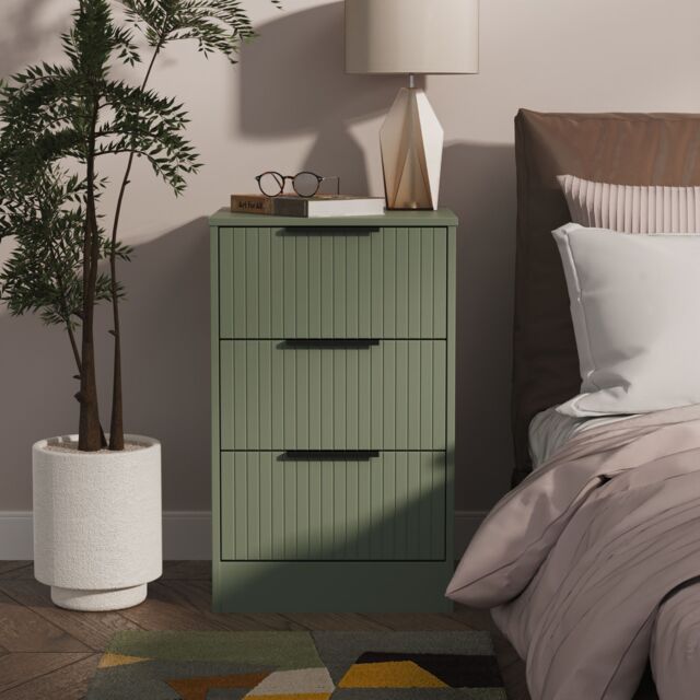 Ready Assembled 2 U Denver 3 Drawer Bedside Cabinet (Ready Assembled) in Pale Green - image 1