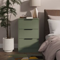 Ready Assembled 2 U Denver 3 Drawer Bedside Cabinet (Ready Assembled) in Pale Green - thumbnail 1