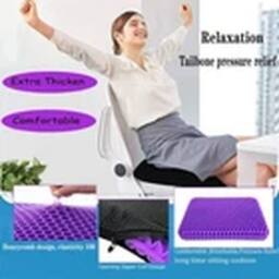 EONLION Ultra Thick Orthopaedic Gel Cushion Office Car Seat Pad in Purple - thumbnail 4
