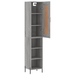 Berkfield Home Highboard Grey Sonoma 34.5x34x180 cm Engineered Wood - thumbnail 4