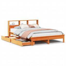Berkfield Home Bookcase Bed without Mattress Wax Brown 135x190 cm Double Solid Wood Pine - thumbnail 2