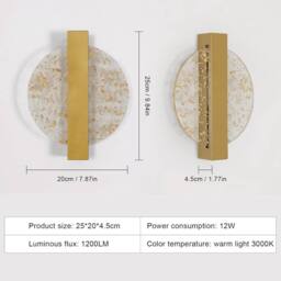COMELY Indoor Wall Lights, 12W Round Acrylic Wall Lights, 3000K Warm White, Gold - thumbnail 5