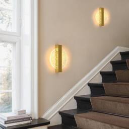 COMELY Indoor Wall Lights, 12W Round Acrylic Wall Lights, 3000K Warm White, Gold - thumbnail 4