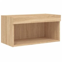 Berkfield Home 5 Piece TV Wall Units with LED Sonoma Oak Engineered Wood in Brown - thumbnail 8