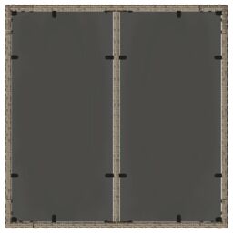 Berkfield Home Garden Table with Glass Top Grey 90x90x75 cm Poly Rattan - Size: 90 x 90 x 75 cm - thumbnail 7