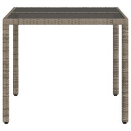 Berkfield Home Garden Table with Glass Top Grey 90x90x75 cm Poly Rattan - Size: 90 x 90 x 75 cm - thumbnail 5