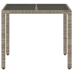 Berkfield Home Garden Table with Glass Top Grey 90x90x75 cm Poly Rattan - Size: 90 x 90 x 75 cm - thumbnail 4