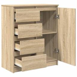 Berkfield Home Sideboard with Drawers Sonoma Oak 71x35x84 cm Engineered Wood in Light Tan - Size: 71 x 35 x 84 cm - thumbnail 5