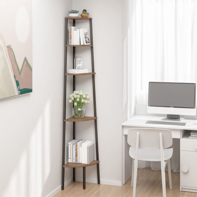 Berkfield Home 5-Tier Corner Shelf Dark Brown & Black 45.5x31.5x180 cm - image 1