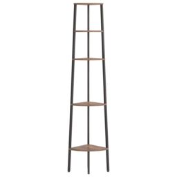 Berkfield Home 5-Tier Corner Shelf Dark Brown & Black 45.5x31.5x180 cm - thumbnail 3