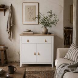 Wyld Haus Kesora Lela White & Natural Oak Farmhouse Sideboard