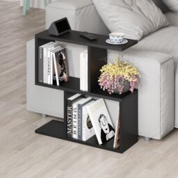 Decortie 'Homemania' Modern 4-Compartment Side Table 60cm - Open Shelf Coffee Table in Charcoal - Size: 1 Pack - thumbnail 1