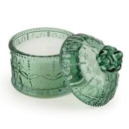 Candlelight Round Embossed Candle Jar Chengdu Green - thumbnail 1
