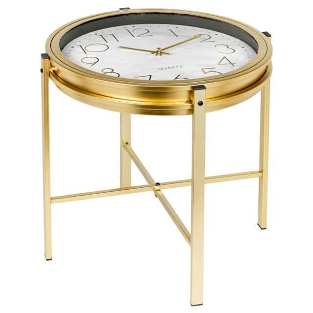 EONLION Gold Metal Analogue Clock Bedside Nightstand Side Coffee Living Room Table - image 1