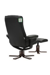 Living and Home Black PU Leather Adjustable Swivel Recliner with Footstool - thumbnail 6