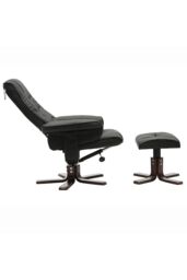 Living and Home Black PU Leather Adjustable Swivel Recliner with Footstool - thumbnail 5