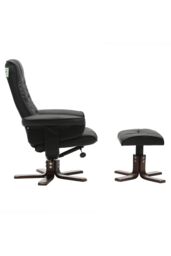 Living and Home Black PU Leather Adjustable Swivel Recliner with Footstool - thumbnail 4