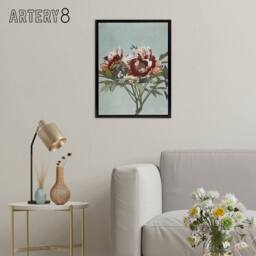 "Artery8 Tree Peonies Pink Flower Blooms Framed Canvas Wall Art Print Kazumasa in Blue - Size: W12"" x H16""" - thumbnail 3