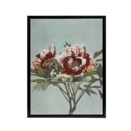"Artery8 Tree Peonies Pink Flower Blooms Framed Canvas Wall Art Print Kazumasa in Blue - Size: W12"" x H16""" - thumbnail 1