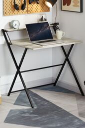 Home Discount Vida Designs Brooklyn Foldable Computer Desk Storage Office Study Gaming Table in Grey