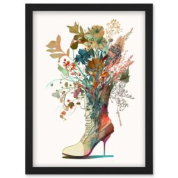 Artery8 Wildflower Bouquet in a Stiletto Heel Combat Boot Artwork Framed Wall Art Print A4 in Black - thumbnail 1