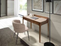 Angel Cerda Dining Chair, Brown Fabric, Matte Black Steel Legs in Light Tan - thumbnail 6