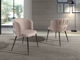 Angel Cerda Dining Chair, Brown Fabric, Matte Black Steel Legs in Light Tan - thumbnail 3