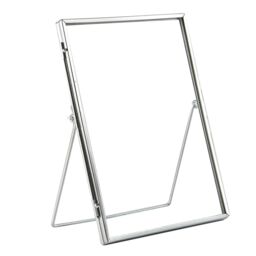 "Nicola Spring Standing Metal Photo Frame - 6"" x 8"" - Picture Display Poster Frame in Silver" - thumbnail 1