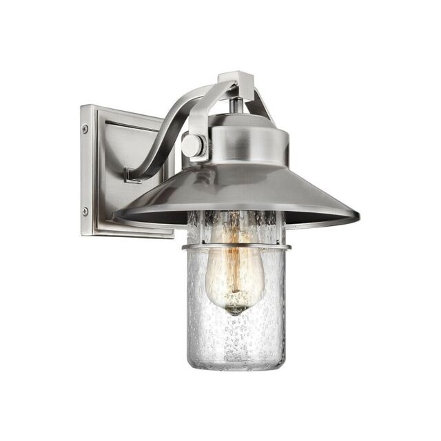 Loops Outdoor IP44 1 Bulb Wall Light Lantern Painted Brushed Steel LED E27 60W d00636 in Metallics
