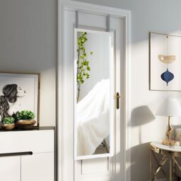Gymax Over The Door Wall Mirror 120 x 37cm Full Length Body Mirror in White - Size: 120 x 37 cm - thumbnail 5