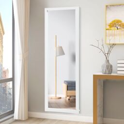 Gymax Over The Door Wall Mirror 120 x 37cm Full Length Body Mirror in White - Size: 120 x 37 cm - thumbnail 4