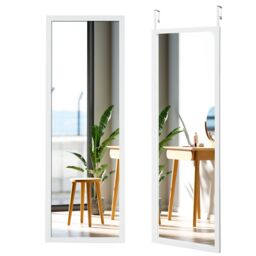 Gymax Over The Door Wall Mirror 120 x 37cm Full Length Body Mirror in White - Size: 120 x 37 cm - thumbnail 1