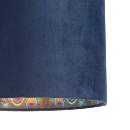 Happy Homewares Designer Soft Velvet Fabric Lamp Shade with Colourful Peacock Feather Inner in Midnight - Size: 12 inches - thumbnail 4