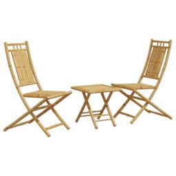 Berkfield Home 3 Piece Bistro Set Bamboo in Brown - thumbnail 2