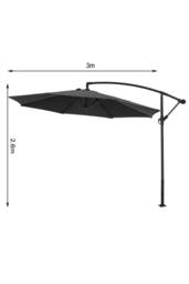 Garden Sanctuary Black Large Garden Cantilever 3m Banana Parasolwith Plastic Base - thumbnail 6