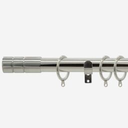 New Edge Blinds Stainless Steel 28mm Barrel Fixed Length Metal Curtain Pole in Light Grey - Size: 350 cm - thumbnail 1