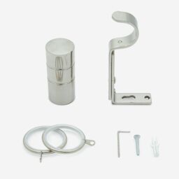 New Edge Blinds Stainless Steel 28mm Barrel Fixed Length Metal Curtain Pole in Light Grey - Size: 350 cm - thumbnail 3
