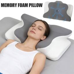 Nordara Style B Ergonomic Memory Foam Cervical Pillow Neck Pain Support in Grey - Size: Cot - thumbnail 3