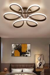 Modern Acrylic Light-adjusted Petal LED Semi Ceiling Light in Black - thumbnail 5
