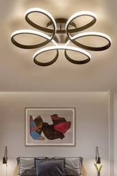Modern Acrylic Light-adjusted Petal LED Semi Ceiling Light in Black - thumbnail 2