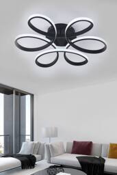 Modern Acrylic Light-adjusted Petal LED Semi Ceiling Light in Black - thumbnail 1