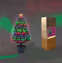 Shatchi 2Ft/60cm Multicolour 8 Modes Fibre Optic Christmas Tree LED Pre-Lit in Green - Size: 2ft