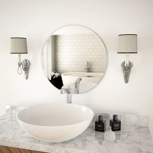 Berkfield Home Wall Mirror 50 cm Round Glass in Silver - image 1