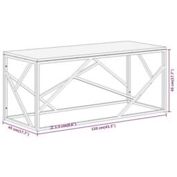 Berkfield Home Modern Coffee Table Silver Stainless Steel & Solid Sleeper Wood - thumbnail 8