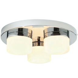 Loops IP44 Bathroom Ceiling Light Chrome & Opal Glass Shade Moisture Resistant Shower in Clear - thumbnail 1