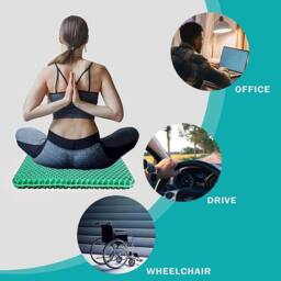 VOGREX Gel Seat Cushion Soft Pad Pressure Relief Car Office Chair Back Pain in Green - thumbnail 3