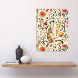 "Artery8 Meerkat in Wild Flower Meadow Watercolour Spring Wall Art Print - Size: W24"" x H32""" - thumbnail 4